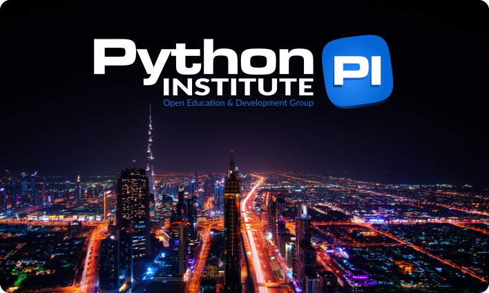 The Python Institute Logo on a dark image